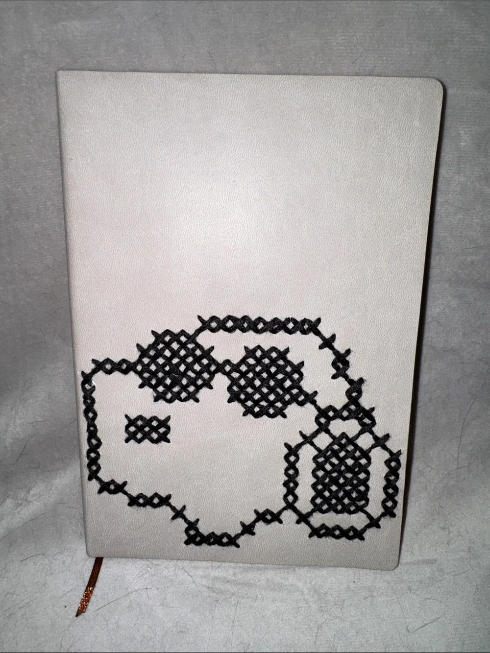 Handmade Embroidered Cross Stitch Journal / Notebook with Snoopy Design